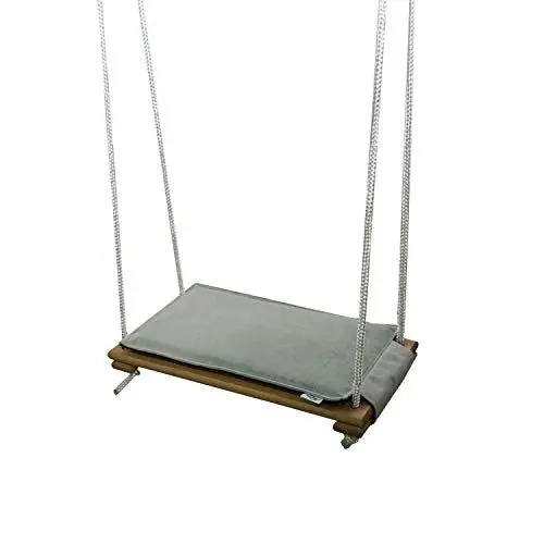 Produktbild: Skyline Holz Schaukelsitz, Erwachsene Kinder Garten Schaukel für Innen und Außenbereich mit Einstellbares Seil bis 150 kg (Natürlich & Grau)