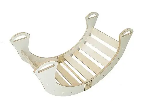 Produktbild: Skyline Kletterbogen Baby Kleinkind Kinder ab 1 Jahr Indoor Klettern Montessori Klettergerüst Holz Wippe Balancewippe Kletterdreieck Kletterwippe Holzwippe Kletterling Holzbogen M Weiß