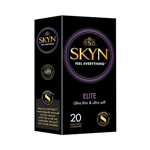 Produktbild: SKYN Elite Kondome (20 Stück) | Skynfeel Latexfreie Kondome für Männer, Gefühlsecht Hauchzart, Extra Dünn & Extra Weiche Kondome Box, Sensitiv, Kondome 53mm Breite, mit unsere Kondome verwendbar