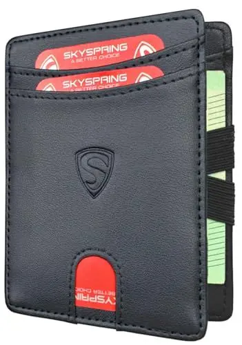 Produktbild: SKYSPRING Magic Wallet Geldbörse Herren - Smart Wallet Geldbeutel mit Münzfach - Kartenetui Portemonnaie mit RFID Schutz (Schwarz, Münzf. groß)