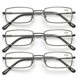 Produktbild: SKYWAY 3 Pack Lesebrille für Herren, Metallrahmen Blaulicht Blockierende Brillen, Leichte Blendschutz-Computerspielleser (Grau, 3.0)