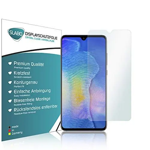 Produktbild: Slabo 4 x Displayschutzfolie für Huawei Mate 20 Displayfolie Schutzfolie Folie Zubehör (verkleinerte Folien, aufgrund der Wölbung des Displays) Crystal Clear KLAR - unsichtbar Made IN Germany