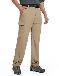 Produktbild: Slättourdo Herren Outdoor Wanderhose Zip Off Wanderhose Abnehmbar Trekkinghose Outdoorhose Atmungsaktiv Arbeit Hosen Schnell Trockend Sommer Funktionshose, Khaki XL