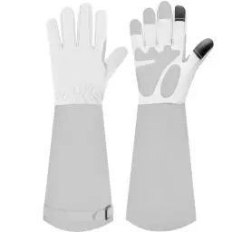 Produktbild: SLARMOR Gartenhandschuhe aus Leder für Damen und Herren - Dornensicher zum Beschneiden von Rosen, mit Unterarmschutz, Lange Rindsleder Arbeitshandschuhe für Garten und Haushaltsaufgaben