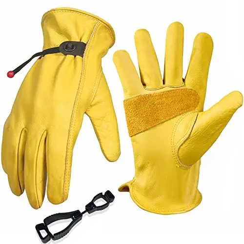 Produktbild: SLARMOR Rindsleder Gartenarbeitshandschuhe Durchstich- und schnittfeste Gartenarbeitshandschuhe Gartenarbeitshandschuhe mit ausziehbaren Handgelenken