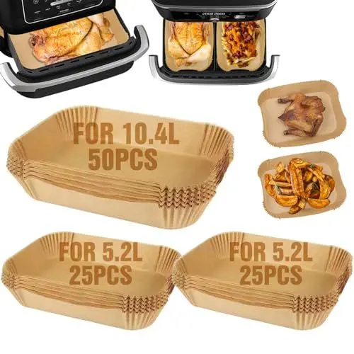 Produktbild: Sleeleece 100pcs Airfryer Backpapier für Ninja Flex Drawer Dual Zone AF500EU 10,4L Heißluftfritteuse,Zubehör für Ninja Foodi AF500EU AF500EUCP DZ201EU DZ401EU and Other Dual Zone Air Fryer