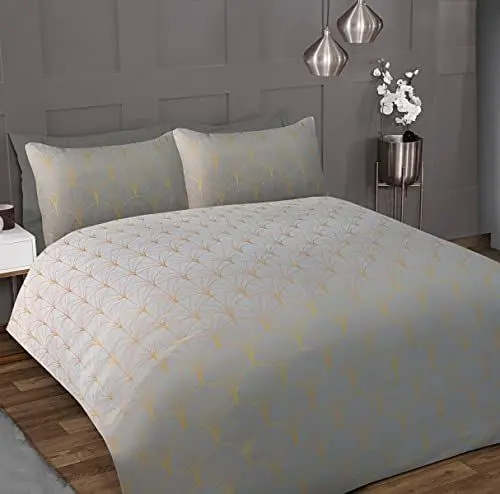 Produktbild: Sleepdown Bettwäscheset mit Kissenbezügen, Ombré-Metallic-Optik, grau, weich, gemütlich, pflegeleicht, King-Size-Bett (230 x 220 cm)