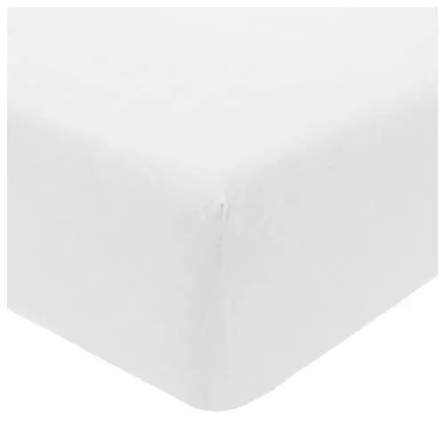 Produktbild: Sleepdown Jersey-Spannbetttuch, warm, gemütlich, pflegeleicht, einfarbig, garngefärbt, für Einzelbett (90 x 190 cm), Polybaumwolle, Weiß