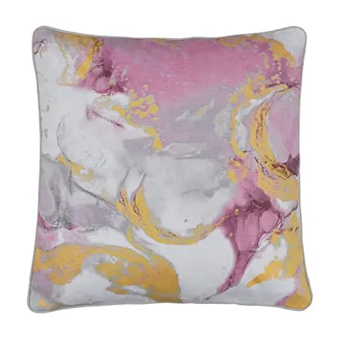 Produktbild: Sleepdown Kissen mit Metallic-Marmordruck, gefüllt, weich, dekorativ, Baumwolle, für Zuhause, Sofa, Schlafzimmer und Auto, 45 x 45 cm, Grau