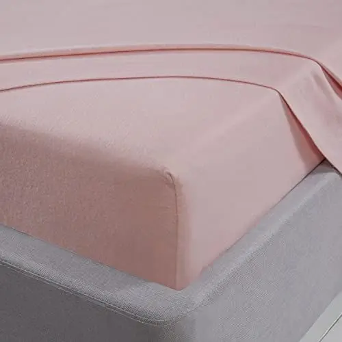 Produktbild: Sleepdown Spannbetttuch, 100 % gebürstete Baumwolle, Biber, luxuriös, weich, gemütlich, 25 cm, Bettwäsche – Blush Pink – Super King Size