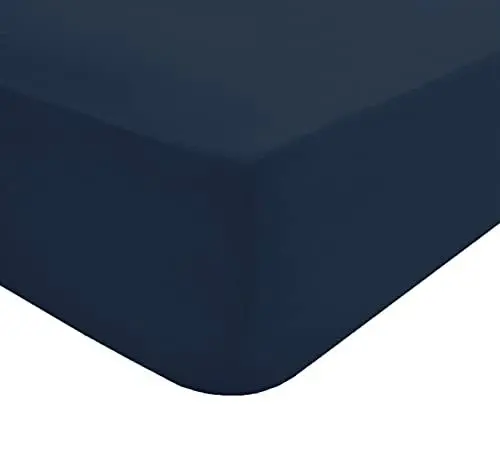 Produktbild: Sleepdown Spannbetttuch, Polycotton, pflegeleicht, bügelfrei, superweich, 25 cm tief, Bettlaken für Doppelbett, Marineblau