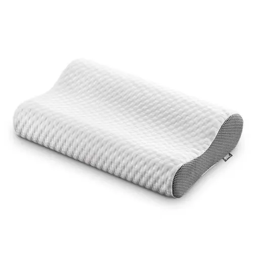 Produktbild: Sleezzz Nackenstützkissen mit Memoryschaum, 50 x 32 x 11/9 cm, wendbar, 2 Liegehöhen, Klimaband, Doppeltuchbezug, waschbar bei 60 °C, Oeko-Tex
