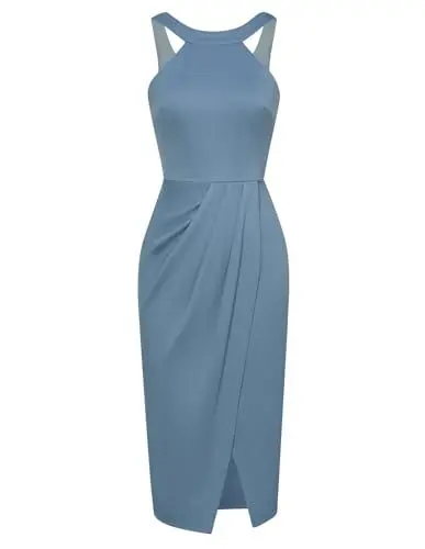 Produktbild: GRACE KARIN Damen Prom Kleider Neckholder Cocktail Bodycon Kleider Abendkleider Graublau M