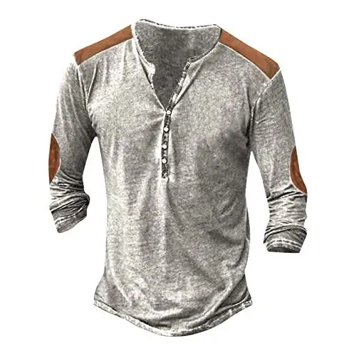 Produktbild: Slim Fit T-Shirt Herren Blusentop Herren Bequemer Bluse Solid Mode Weich V Ausschnitt Longsleev Tops Herren mit Druckknöpfen Worker Weiß