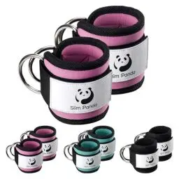 Produktbild: 1 Paar Slim Panda Fitness fußschlaufen kabelzug, Ankle Straps, Verstellbarer fußmanschetten kabelzug mit doppelten D-Ringen und Neoprenstütze (Upgraded Pink)