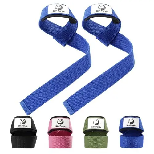 Produktbild: Slim Panda Zughilfen für Krafttraining,Profi Lifting Straps 60 cm，Handgelenk Bandagen Gym 45CM,Wrist Wraps für Männer, Frauen, Kabelmaschine, Heim-Fitnessstudio (Blau)