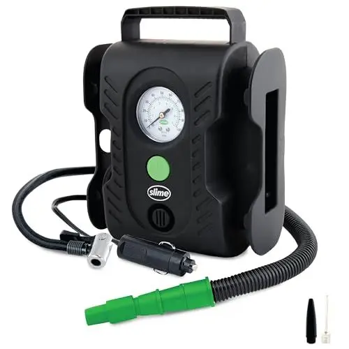 Produktbild: Slime 40066-95 Reifenfüllgerät, vielseitig, für Reifen, Schlauchboote, Matratzen, analog, inklusive LED-Licht und Luftschlauch mit Schnellverbindung, Fülldauer 8 Min.
