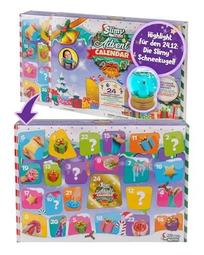 Produktbild: SLIMY Adventskalender Limited Edition mit 24 verschiedenen Spielmassen - Original Slime Geschenk-Set, weihnachtlicher Spielspaß für Kinder mit Schleim (ab 3 Jahren)