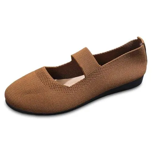 Produktbild: Sling Ballerinas Damen beige, Damen Ballerinas Elegant Bequem Tanzschuhe Ballerina Weiche Sommerschuhe Gymnastikschuhe Sommer Flache Ballettschuhe Sportliche Halbschuhe Mädchen, Braun, 39