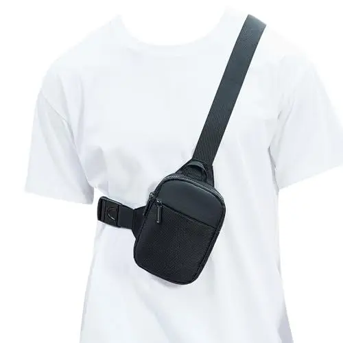 Produktbild: A-QMZL Sling Chest Crossbody Bag, Wasserdicht Schultertasche, Crossbody Bag Brusttasche Herren Klein Umhängetasche Handy Tasche für Männer (schwarz 1)