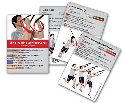 Produktbild: Sling Trainer Trainingskarten 54 Übungen, Premium Sling Training Kartenspiel, Suspension Trainer Übungen Trainingsplan Workout Fitness-karten