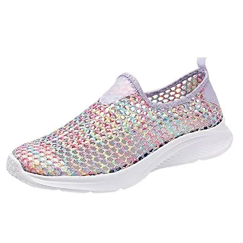 Produktbild: Slingback Ballerina Damen Slip on Sneakers Damen Freizeit Damen Slip On Travel Weiche Sohle Hohl Bequeme Schuhe Outdoor Mesh Runing Mode Sport Winter Turnschuhe Damen Spangenballerinas (Pink, 41)