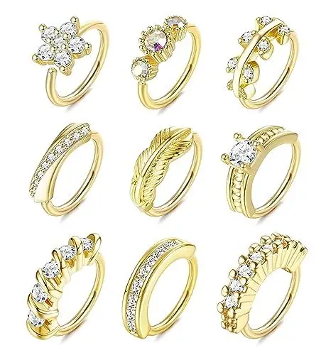 Produktbild: Sllaiss 20G Nasenring 316L Edelstahl Nasenpiercing Set Gold