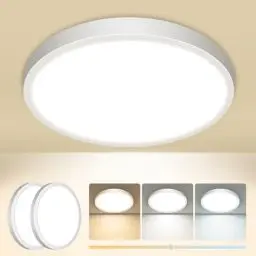 Produktbild: Slochi 2Stück Deckenlampe LED Deckenleuchte Flach, 3Farben 3000K/4000K/6500K, IP44 Wasserfest Rund Badlampe Decke, 12W 1600LM Modern LED Lampen für küche Badezimmer Schlafzimmer Flur Wohnzimmer, Ø16CM