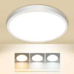 Produktbild: slochi Deckenlampe LED Deckenleuchte Flach, 3Farben - 3000K/4000K/6500K, IP44 Wasserfest Rund Badlampe Decke, 1500LM Modern LED Lampen für küche Badezimmer Schlafzimmer Flur Wohnzimmer, Ø18CM