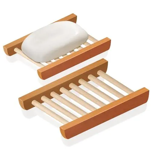 Produktbild: Slotted Bar Seifenschale Bambus, Küche hölzerne Schwammhalter, selbst abtropfen Lassen Seifenablage für Dusche, Waschbecken, Bad, Badewanne