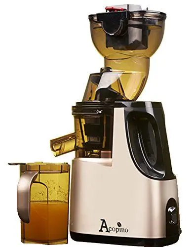 Produktbild: Slow Juicer Delicato, elektrische Fruchtpresse, Entsaften von ganzen Früchten und Gemüse, 83-mm Öffnung, schlankes Design, sicher und praktisch,BPA-Frei, champagne