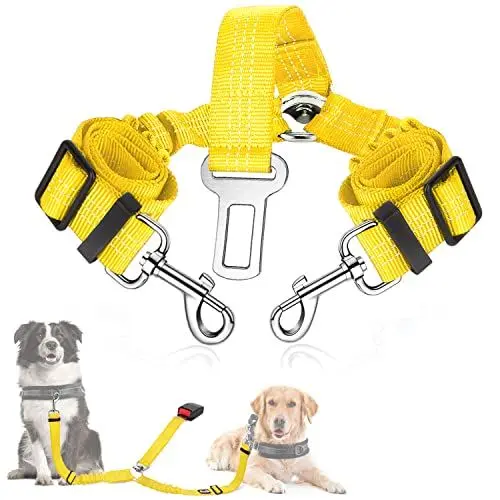 Produktbild: SlowTon Anschnallgurt Hund Auto, 2 in 1 verhedderungsfreier langlebiger elastischer Hundegurt fürs Auto, Verstellbarer reflektierender Sicherheitsgurt Hunde für Auto auf Reisen & Ausgehen