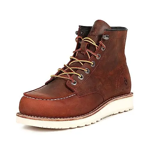 Produktbild: SL-Saint Herren Arbeitsstiefel Weiche Moc Toe Klassische Knöchel Mode Casual 6‘’ Keilsohle Schuhe (Braun Keilsohle, Erwachsene, Herren, 42.5, Numerisch, EU Schuhgrößensystem, Breit)