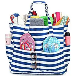 Produktbild: SLTAXAR Große Strandtasche Damen Badetasche XXL Familie mit Reißverschluss Schwimmbadtasche Wasserdicht Schwimmbad Tasche Groß Beach Bag Leicht Strand Tasche Faltbare Taschen für Strand Reisen Pool