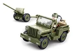 Produktbild: Sluban Klemmbausteine WWII - All. Jeep mit Feldhaubitze (M38-B0853), Spielset, Klemmbausteine, Soldaten, mit Spielfigur, Army WWII, bunt, SL95713