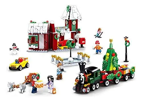 Produktbild: Sluban Klemmbausteine Weihnachtliches Dorf (565 Teile) (M38-B0887), Spielset, Klemmbausteine, City, mit Spielfigur, Stadtleben, bunt, SL95757