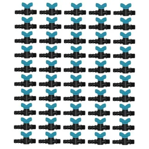 Produktbild: Sluffs 50 Stück 16 x 3/4 Zoll Garten-Tropfbewässerungsschlauch-Armaturen, Außengewinde, Bewässerungsschaltventil, Absperrventile, Tropfbewässerungsschlauch, Tropfleitungs-Absperrventil