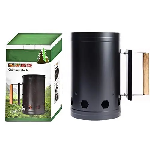 Produktbild: Sluffs Quick-Fire Compact Chimney BBQ Starter Tragbarer Grillkohlebrenner, leicht und aus Edelstahl mit Sicherheitsgriffen