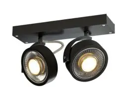 Produktbild: SLV KALU | Dimmbare Wand- und Deckenleuchte zur Beleuchtung innen, LED Strahler, dreh- und schwenkbar, LED Spot, Deckenstrahler, Decken-Lampen | zweiflammig, 2xGU10, rund, schwarz je. max. 75W