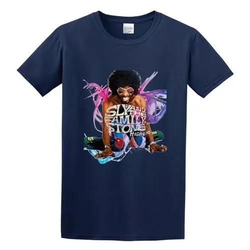 Produktbild: SLY and The Family Stone HigherT Shirt Casual Round Neck Easy Tee Comfortable Tees Navy L