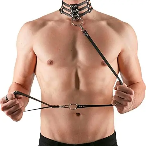Produktbild: SM Choker Halsband Punk Harness Männer Leder Halsbänder,BDSM Fesseln Sex Set Bondageset Fessel Set Gothic Halskette mit Leine Ketten,Sklaven Bondage Collar Fetisch Sexspielzeug für Paare Extrem Sex
