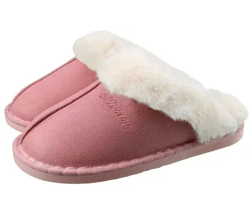 Produktbild: SMajong Hausschuhe Damen Herren Winter Warme Plüsch Pantoffeln Lammfell Flauschige rutschfeste Slippers Indoor Outdoor Rosa 34/35 EU (Sohlengröße 36/37)
