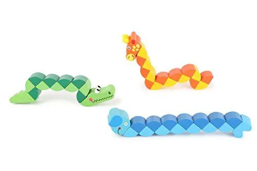 Produktbild: Small Foot 10685 Motorikspielzeug aus Holz, DREI unterschiedliche Varianten von flexiblen Tierfiguren, pädagogisches Lernspielzeug, fördert die motorischen Fähigkeiten