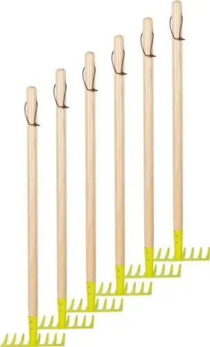 Produktbild: Small Foot Harken, 6er-Set, grün aus Holz und Metall, kindgerechtes Gartenwerkzeug für Kinder ab 3 Jahren, 12544