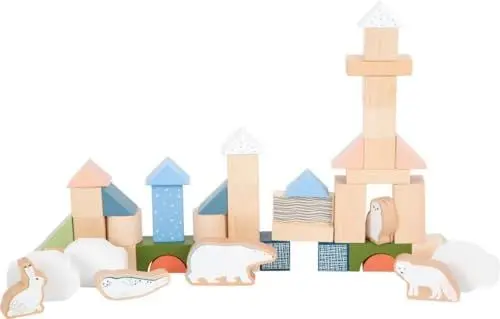 Produktbild: Small Foot Holzbausteine „Arctic“, aus FSC® 100%-zertifiziertem Holz, 50 Holz-Bausteine, für Kinder ab 12 Monaten, 12443