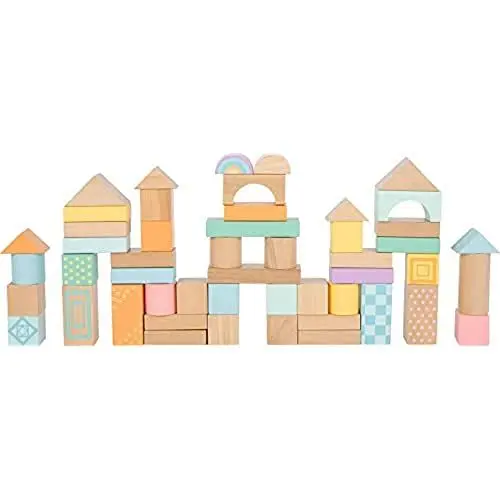Produktbild: Small Foot Holzbausteine Pastell, 50-teiliges Set zur Förderung der Kreativität, ab 12 Monaten, 11722 Toys