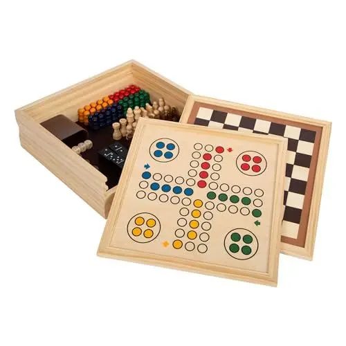 Produktbild: Small Foot Spielesammlung 7 Klassiker aus Holz, Gesellschaftsspiele für die ganze Familie, für Kinder ab 6 Jahren, 12322