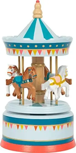 Produktbild: Small Foot Spieluhr Pferdekarussell Zirkus aus Holz, Dekoration für das Kinderzimmer, mit schöner Einschlafmusik, 12321