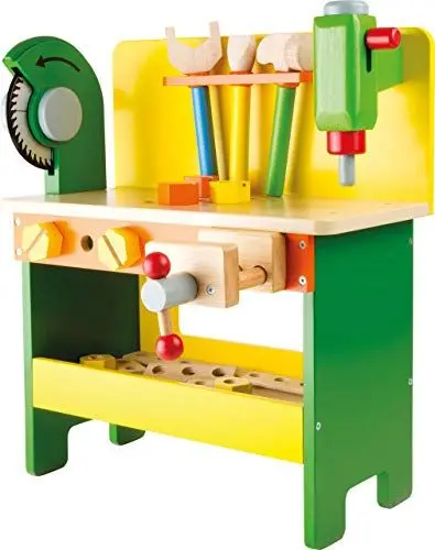 Produktbild: small Foot 1538 Werkbank Christian aus Holz, Holzspielzeuge inkl. Schrauben, Muttern und Lochbrettern, ab 3 Jahren