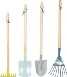 Produktbild: small foot Gartenwerkzeug-Set aus Holz und Metall, Gartenspielzeug für Kinder ab 3 Jahren in modernen Farben, 12389